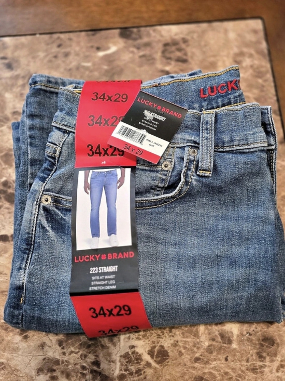 Lucky Brand 223 Straight Men's Denim Straight Jeans Waist 34x29 NWT